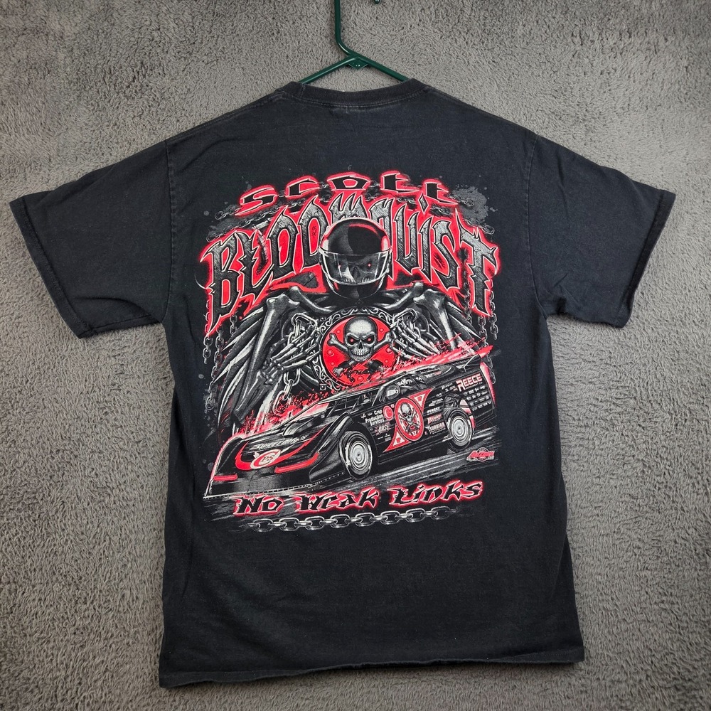 Scott Bloomquist Shirt Men's Med Black Double Sided Late Model Dirt Track Racing